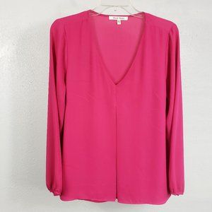 Black Rainn Women's Red Raspberry Long Sleeve Pleated Front Shirt Top Blouse